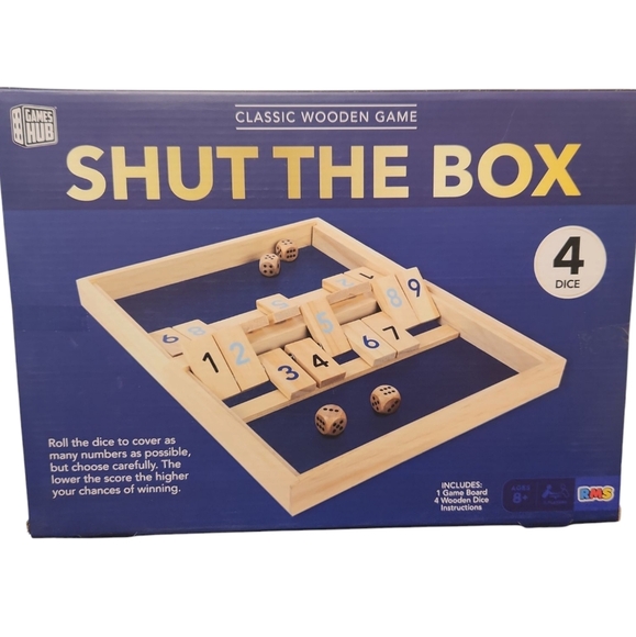NWT  Shut The Box Classic Wooden Game - Natural Wood - Picture 1 of 7